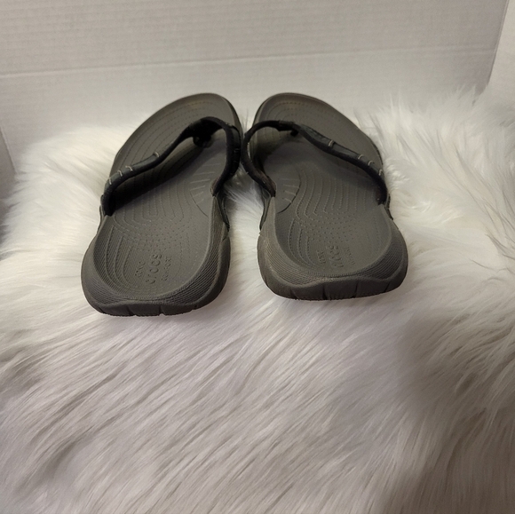 Crocs Gray and Black Flip Flops, Size 9 - Picture 6 of 7